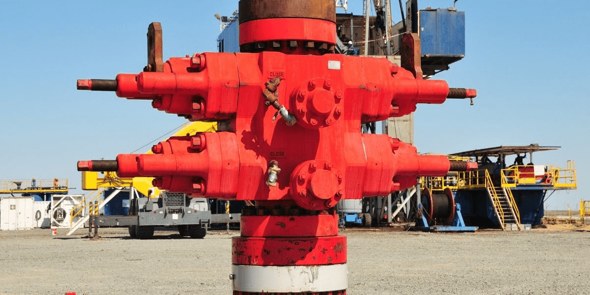 A red blowout preventer valve from Keystone Energy Tools
